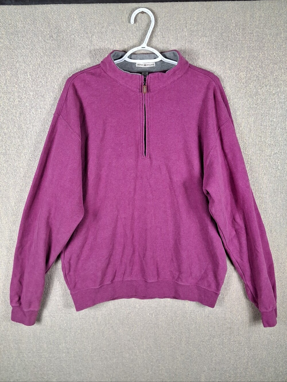 Peter Millar Men Quarter Zip Mock Neck Pullover Sweater Purple Magenta Size XL